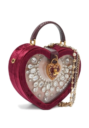 Dolce & Gabbana Pre-Owned heart-shaped crystal-embellished tote bag - Red