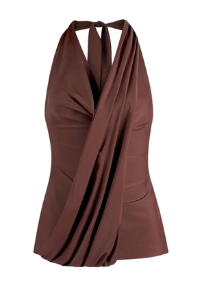 Manière De Voir draped halterneck top - Brown