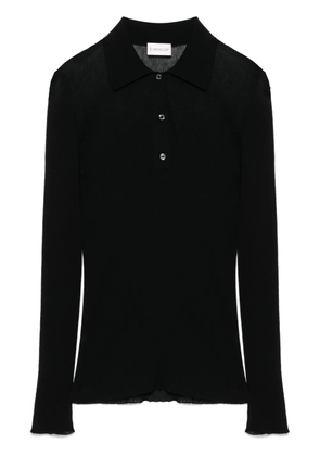 Moncler fine-ribbed polo top - Black