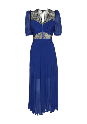 Self-Portrait chiffon lace midi dress - Blue