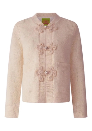 Shanghai Tang flower-embellished wool cardigan - Neutrals