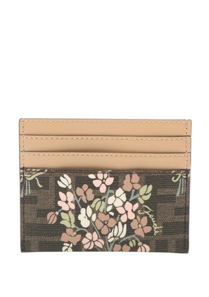 Fendi Pre-Owned 2010-2025 Zucca Coated Canvas Flower Bouquet Roma Case card holder - Brown