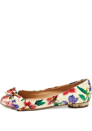 Ferragamo Pre-Owned Avola floral-motif ballet flats - Neutrals
