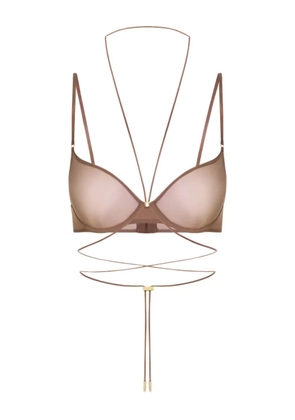 Maison Close balconette cross-back bra - Brown