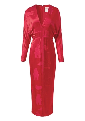 Alejandra Alonso Rojas drape-sleeve gown - Red