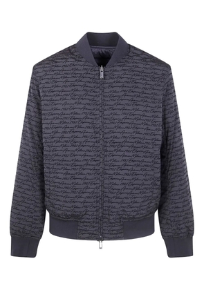 Emporio Armani script-print bomber jacket - Black