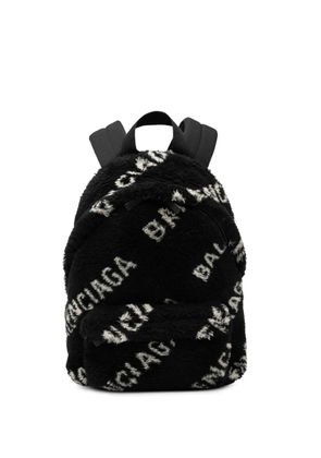 Balenciaga Pre-Owned 2019 Small Faux Fur Diagonal Logo Everyday backpack - Black