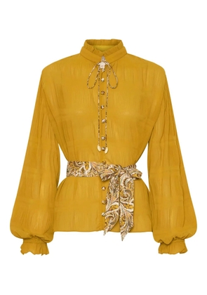 IXIAH ruffled tie-neck blouse - Yellow
