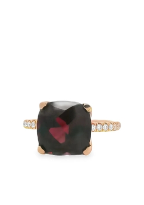 Lisa Nik 18K rose gold diamond and garnet cushion ring - Pink