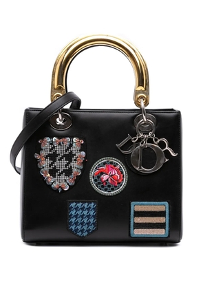Christian Dior Pre-Owned 2014 Medium Calfskin Patch Embellished Lady Dior satchel - Black