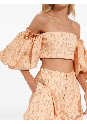 Agua By Agua Bendita puff-sleeve top - Neutrals