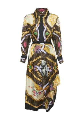 Fendi Pre-Owned x Versace silk baroque-print skirt and shirt set - Brown