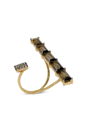 Stefere 18K yellow gold diamond and quartz ring