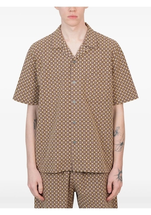 Universal Works geometric-print short-sleeve shirt - Brown