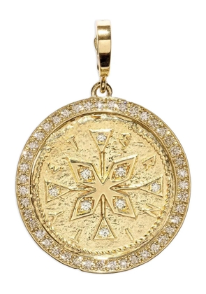 Azlee large compass diamond pendant - Gold