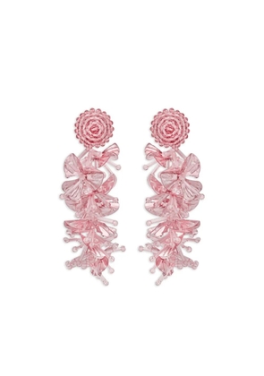 Oscar de la Renta sequin floral earrings - Pink
