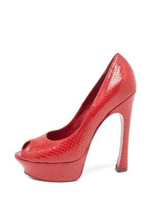 Saint Laurent Pre-Owned 2024 140mm Palais snakeskin platform pumps - Red