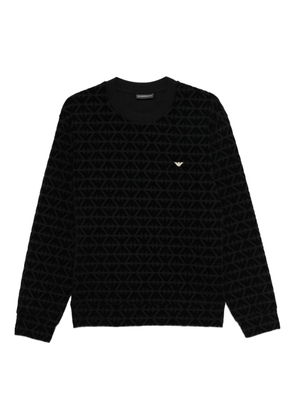 Emporio Armani logo-embroidered patterned sweatshirt - Black