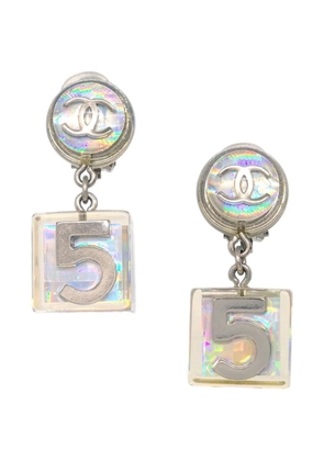 CHANEL Pre-Owned 1997 N°5-motif clip-on earrings - Silver