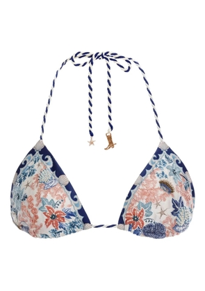Agua Bendita floral-print bikini top - White