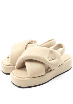 Prada Pre-Owned 40mm padded platform sandals - Neutrals