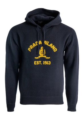 Prada logo-embroidered hoodie - Blue