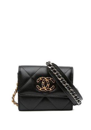 CHANEL Pre-Owned 2020 Lambskin 19 Flap Coin Purse With Chain crossbody bag - Black