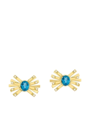 Carol Kauffmann 18K yellow gold Blue Topaz Diamond Farfalle earrings