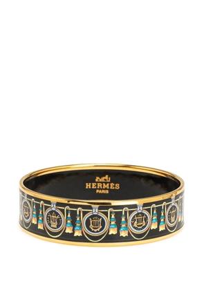 Hermès Pre-Owned 2000-2020 Wide Enamel Printed Bangle costume bracelet - Black