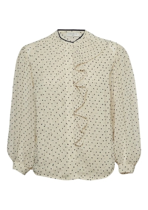 SANDRO pleated dot shirt - Neutrals