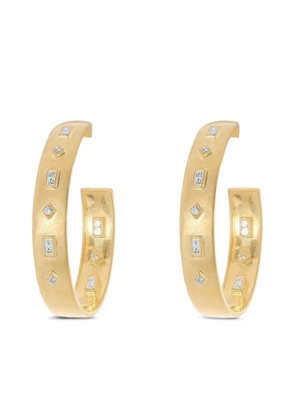 Tanya Farah 18K yellow gold Diamond Bezel hoop earrings