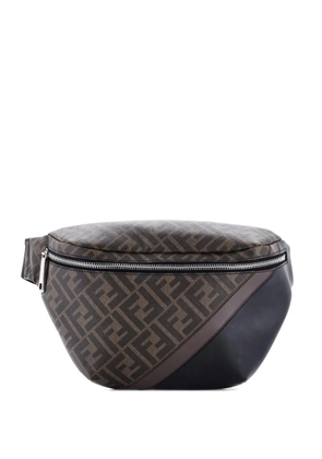 Fendi Pre-Owned Zip Zucca Coated Canvas and Leather belt bag - Black