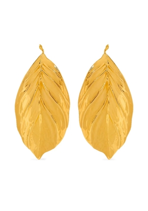 Oscar de la Renta large Leaf earrings - Gold
