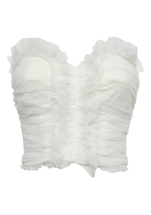 Elisabetta Franchi Tulle ruffle top - White