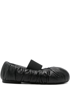 ALAINPAUL elasticated-band gathered leather ballet flats - Black