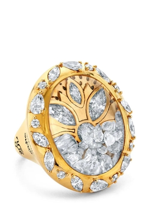 BUDDHA MAMA 20kt yellow gold Lotus diamond ring