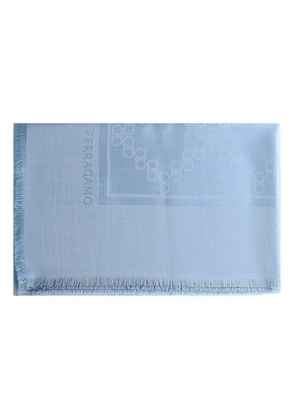 Ferragamo fringed logo scarf - Blue