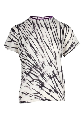 Dries Van Noten Pre-Owned abstract-print velvet-trimmed blouse - White