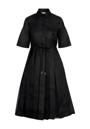 Moncler drawstring pleated midi dress - Black