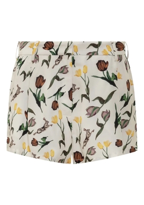 Marni tulip hares-print shorts - White