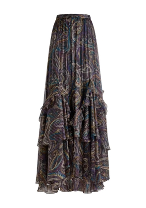 ETRO ruffled paisley-motif silk maxi skirt - Black
