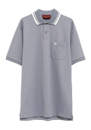 Gucci logo-embroidered polo shirt - Grey