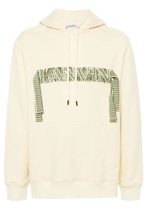 Lanvin logo-embroidered cotton hoodie - Yellow
