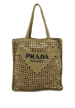 Prada Pre-Owned Triangle Logo Open Raffia tote bag - Green