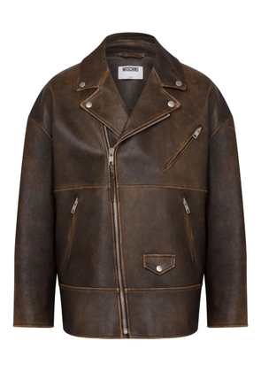Moschino zip-up leather jacket - Brown