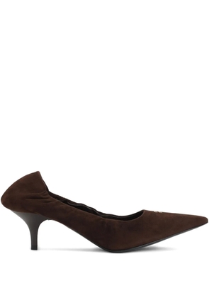 Miu Miu 55mm Ruches kitten-heel pointed-toe pumps - Brown