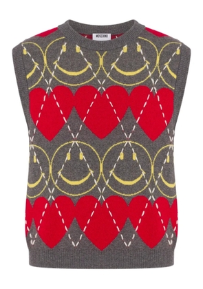 Moschino smiley heart-intarsia vest - Grey