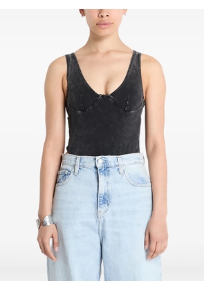 PATTA acid-wash sleeveless bodysuit - Black