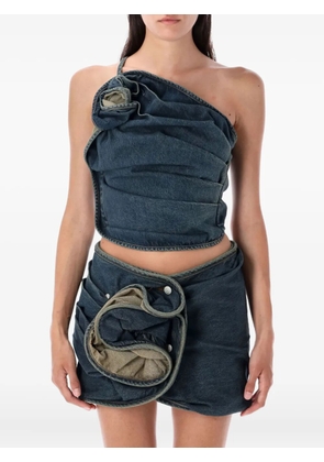 Magda Butrym rose-detail denim top - Blue