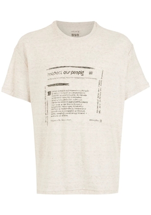 Osklen Respect Our People-print short-sleeve T-shirt - Neutrals